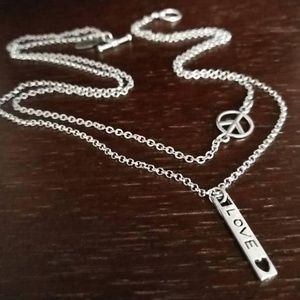 Handmade: Silver Love & Peace Choker Necklace